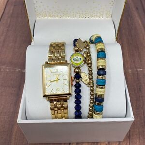 JESSICA CARLYLE GOLD WATCH AND BRACELETS COMBO PZ17